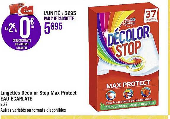 lingettes décolor stop max protect eau écarlate