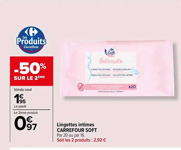Lingettes Intimes Carrefour Soft