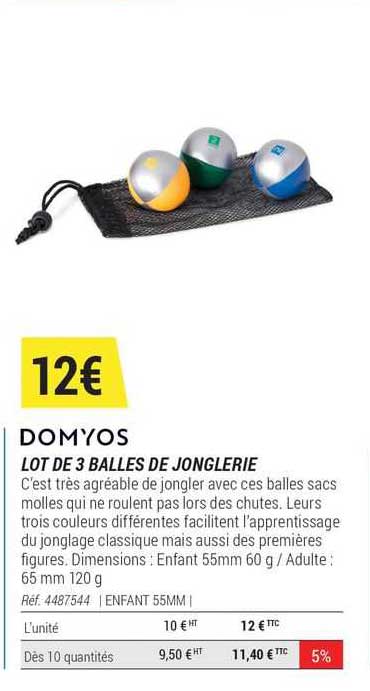 lot de 3 balles de jonglerie domyos