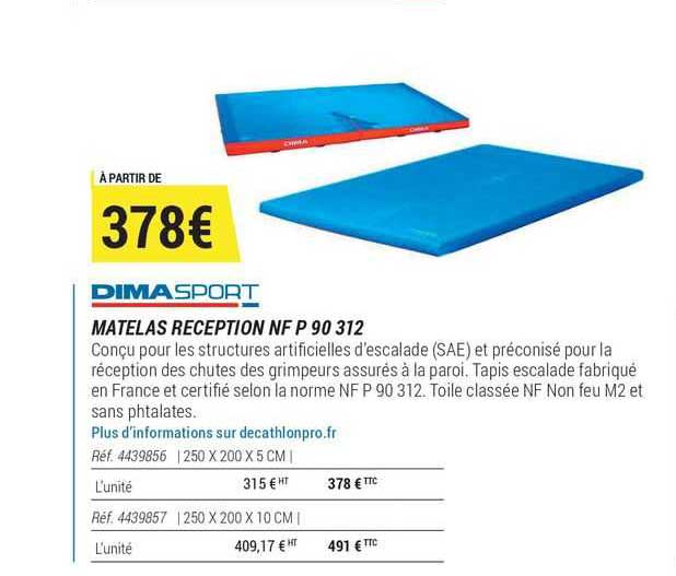 matelas réception nf p 90 312 dima sport