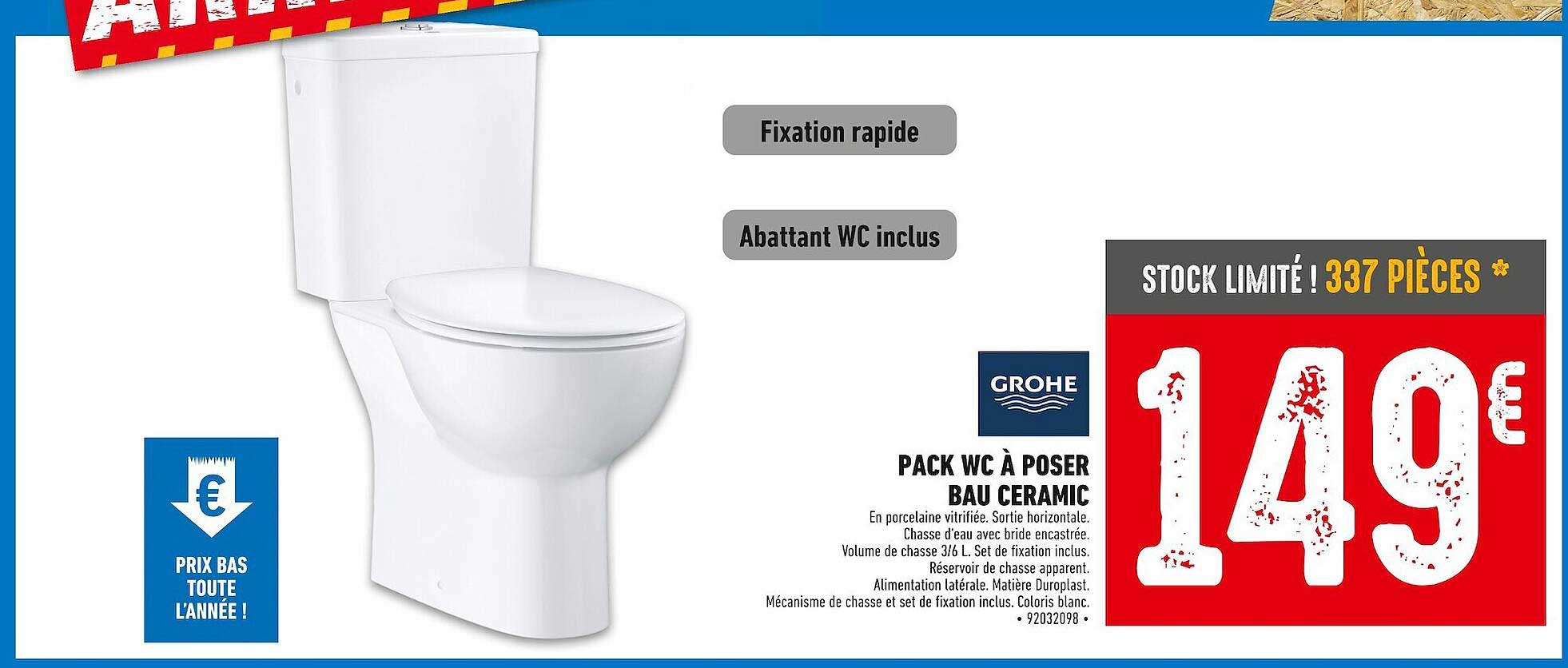pack wc à poser bau ceramic grohe
