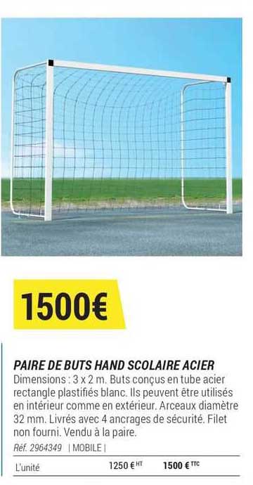 paire de buts hand scolaire acier