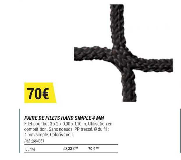 paire de filets hand simple 4 mm