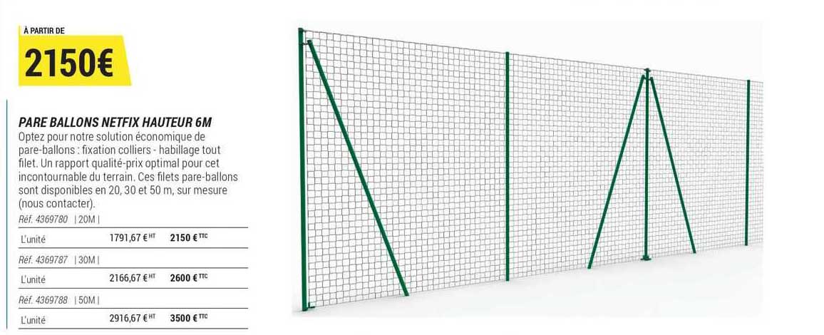 pare ballons netfix hauteur 6 m