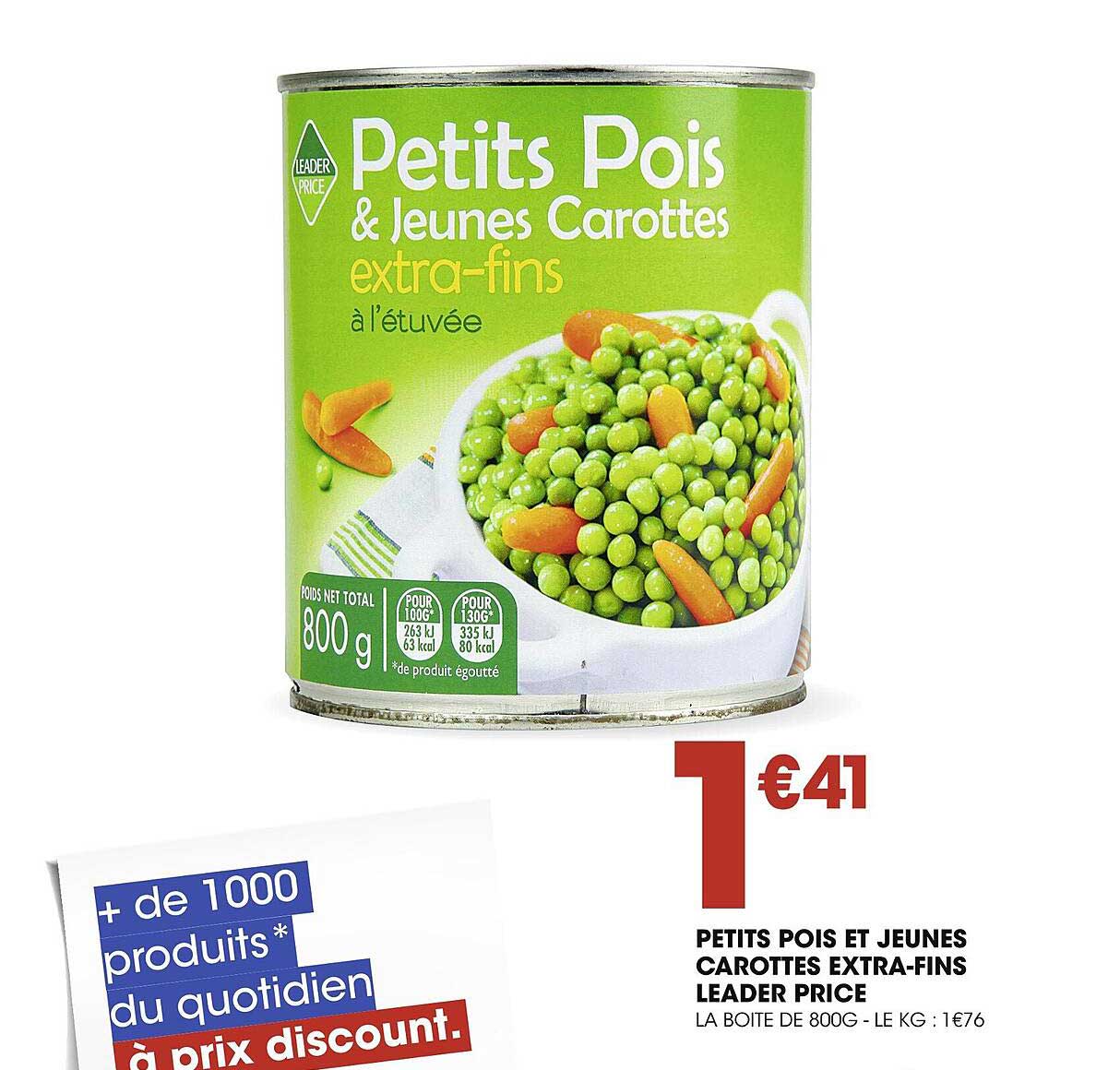 petits pois et jeunes carottes extra-fins leader price