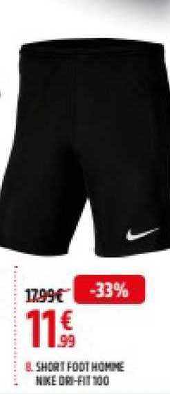 short foot homme nike dri-fit 100