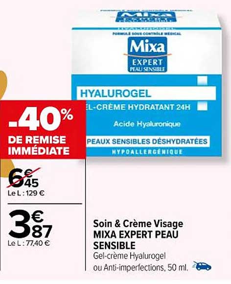 soin & crème visage mixa expert peau sensible