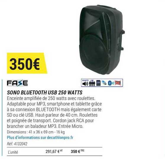 sono bluetooth usb 250 watts fase