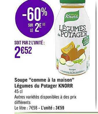 soupe "comme à la maison" légumes du potager knorr