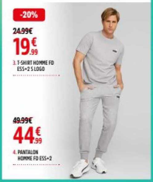 t-shirt homme fd ess + 2 logo, pantalon homme fd ess + 2