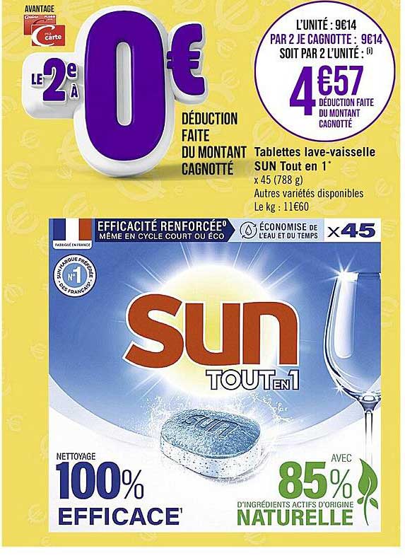 tablettes lave-vaisselle sun tout en 1