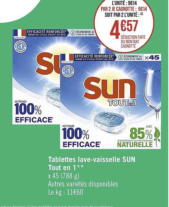 tablettes lave-vaisselle sun tout en 1
