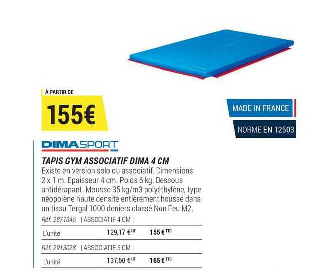 tapis gym associatif dima 4 cm dima sport