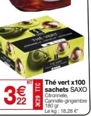 thé vert x100 sachets saxo