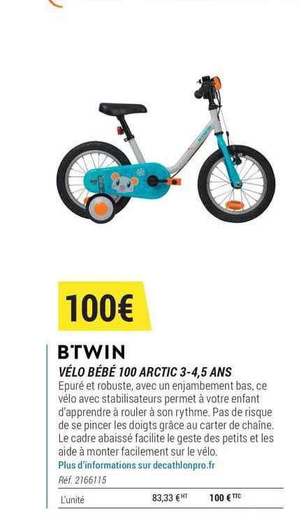 Vélo Bébé 100 Arctic 3-4, 5 Ans Btwin
