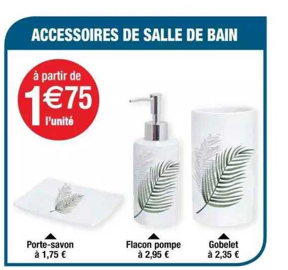 accessoires de salle de bain : porte-savon, flacon pompe, gobelet