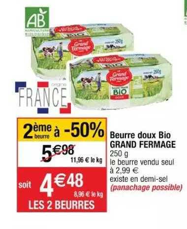 beurre doux bio grand fermage