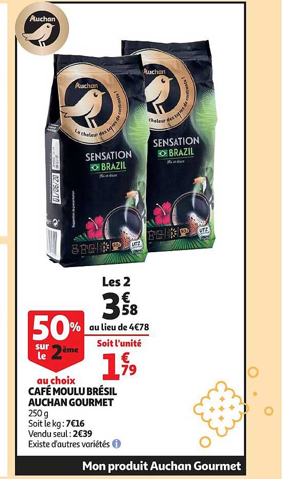 Café Moulu Brésil Auchan Gourmet