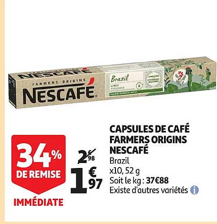 capsules de café farmers origins nescafé