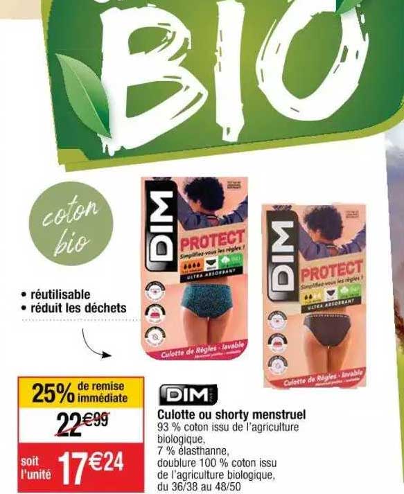 culotte ou shorty menstruel dim