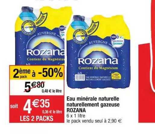 eau minérale naturelle naturellement gazeuse rozana