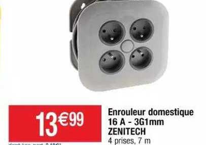 enrouleur domestique 16 a - 3g1 mm zenitech