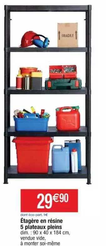 étagère en résine 5 plateaux pleins