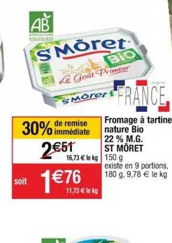 fromage à tartiner nature bio 22% m.g. st môret