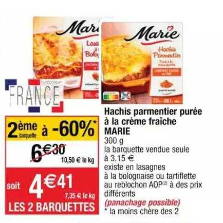 Hachis Parmentier Purée à La Crème Fraîche Marie