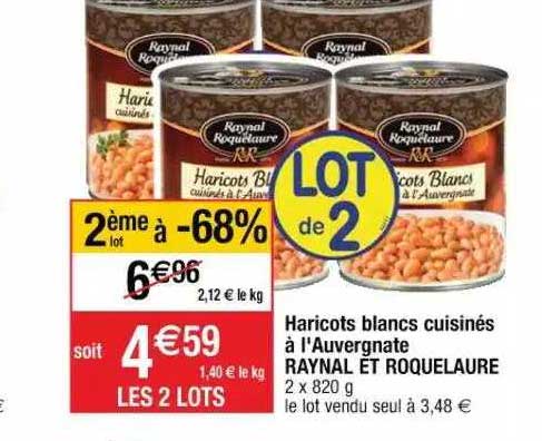 haricots blancs cuisinés à l'auvergnate raynal et roquelaure