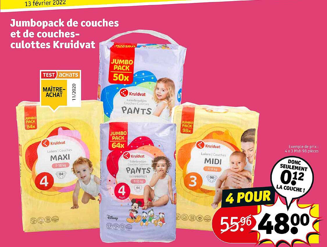 jumbopack de couches et de couches-culottes kruidvat
