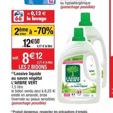 lessive liquide au savon végétal l'arbre vert