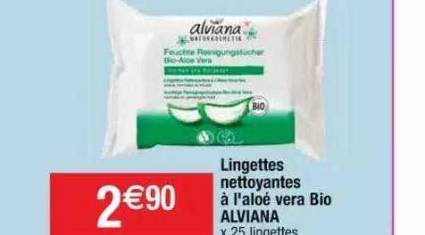 lingettes nettoyantes à l'aloé vera bio alviana