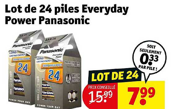 lot de 24 piles everyday power panasonic