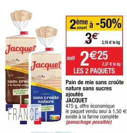 Pain De Mie Sans Croûte Nature Sans Sucres Ajoutés Jacquet