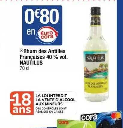 rhum des antilles françaises 40% vol. nautilus
