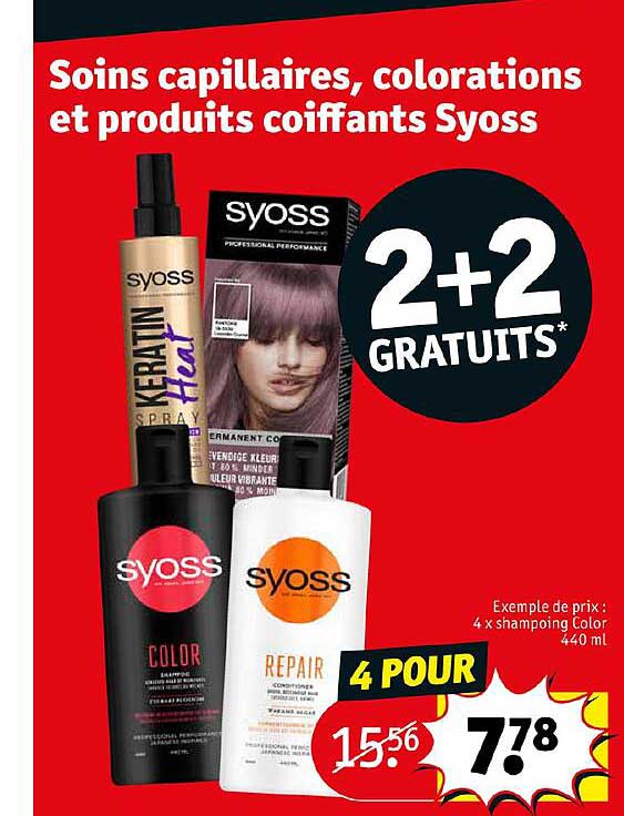 soins capillaires colorations et produits coiffants syoss 2+2 gratuits