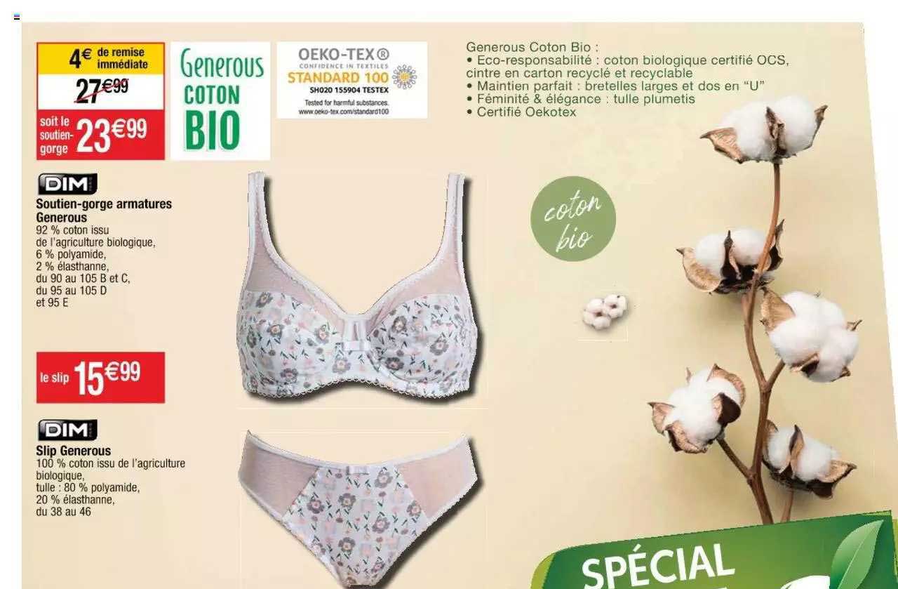 soutien-gorge armatures generous dim, slip generous dim