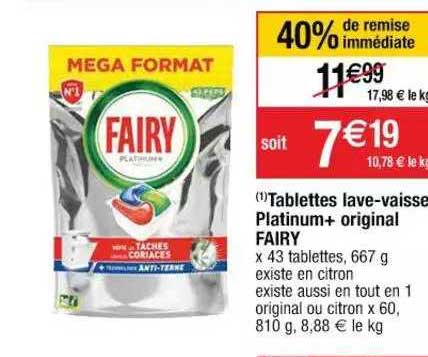 tablettes lave-vaisselle platinum+ original fairy
