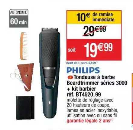tondeuse à barbe beardtrimmer séries 3000 + kit barbier philips