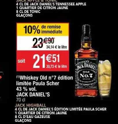 whiskey old n°7 édition limitée paula scher 43% vol. jack daniel's