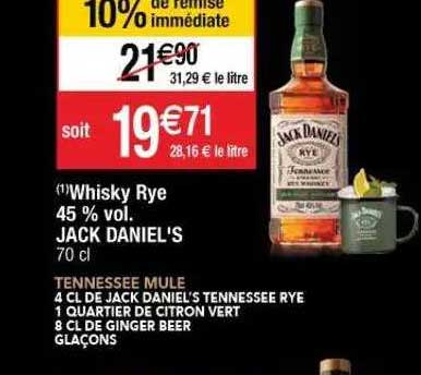 whisky rye 45% vol. jack daniel's
