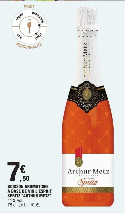 boisson aromatisée à base de vin l'esprit spritz "arthur metz"