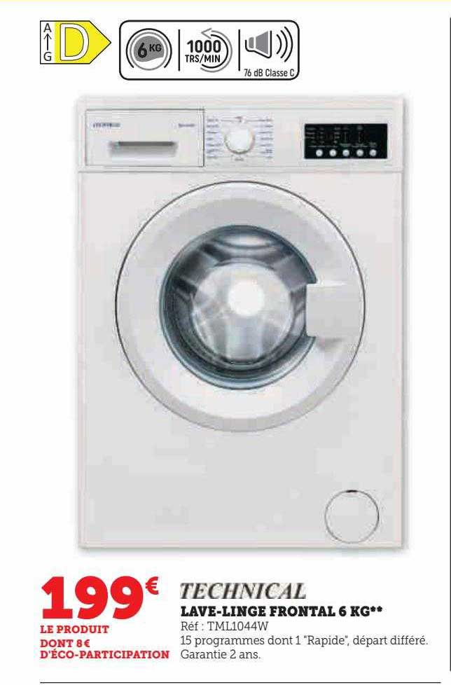 lave-linge frontal 6 kg technical
