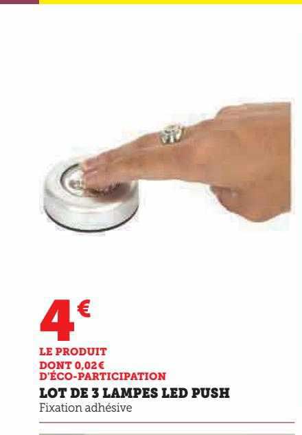 lot de 3 lampes led push