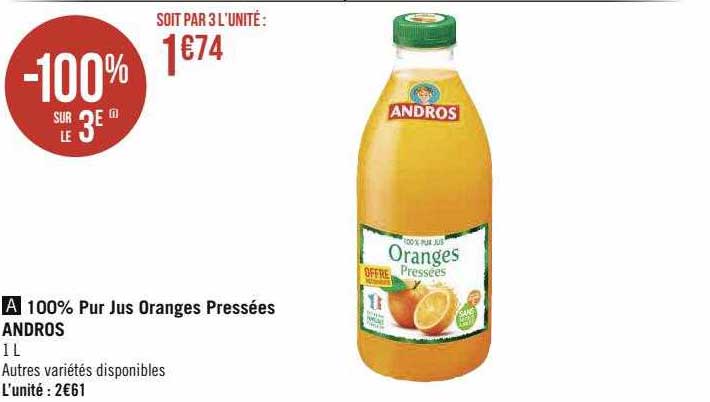 100% Pur Jus Oranges Pressées Andros