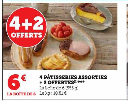 4 pâtisseries assorties + 2 offertes
