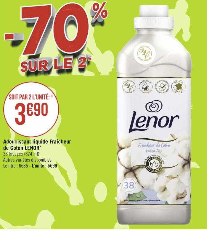 Adoucissant Liquide Fraîcheur De Coton Lenor