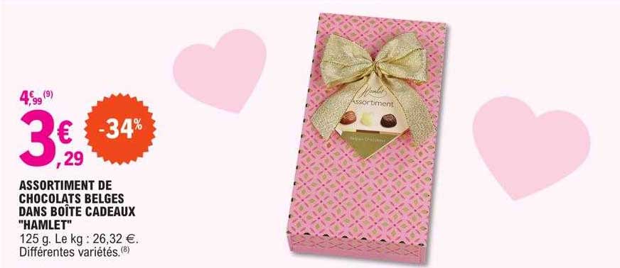 assortiment de chocolats belges dans boîte cadeaux "hamlet"