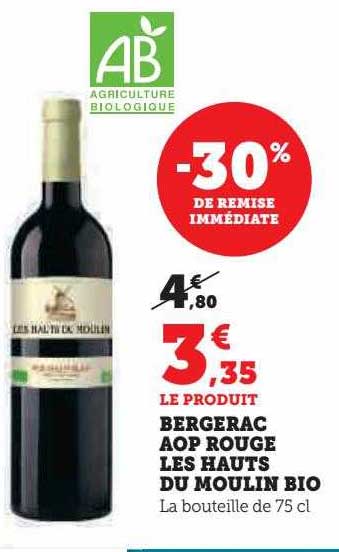 bergerac aop rouge les hautes du moulin bio